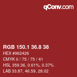 Color code: RGB 150.1 36.8 38 | qconv.com