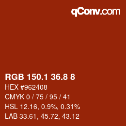 Color code: RGB 150.1 36.8 8 | qconv.com
