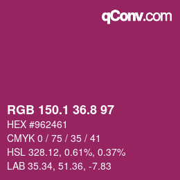 カラーコード: RGB 150.1 36.8 97 | qconv.com