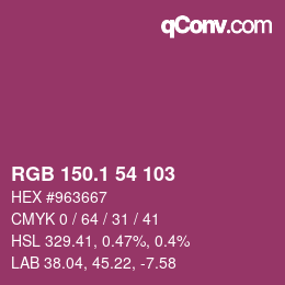 カラーコード: RGB 150.1 54 103 | qconv.com