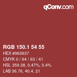 カラーコード: RGB 150.1 54 55 | qconv.com
