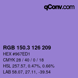 カラーコード: RGB 150.3 126 209 | qconv.com