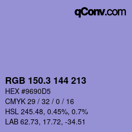 カラーコード: RGB 150.3 144 213 | qconv.com