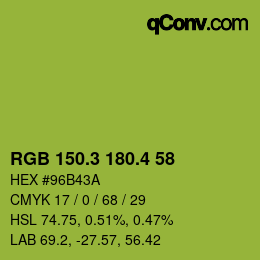 カラーコード: RGB 150.3 180.4 58 | qconv.com