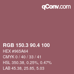 カラーコード: RGB 150.3 90.4 100 | qconv.com
