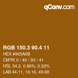 カラーコード: RGB 150.3 90.4 11 | qconv.com