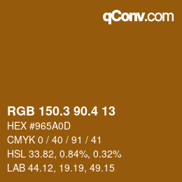 カラーコード: RGB 150.3 90.4 13 | qconv.com