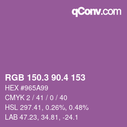 カラーコード: RGB 150.3 90.4 153 | qconv.com