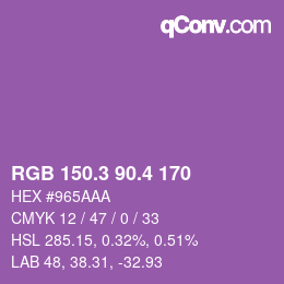 カラーコード: RGB 150.3 90.4 170 | qconv.com