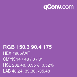 カラーコード: RGB 150.3 90.4 175 | qconv.com
