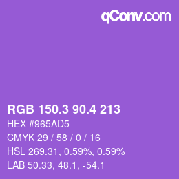 カラーコード: RGB 150.3 90.4 213 | qconv.com