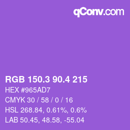 カラーコード: RGB 150.3 90.4 215 | qconv.com