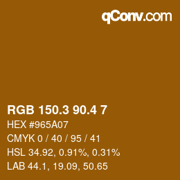 カラーコード: RGB 150.3 90.4 7 | qconv.com