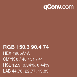 カラーコード: RGB 150.3 90.4 74 | qconv.com