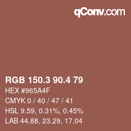カラーコード: RGB 150.3 90.4 79 | qconv.com