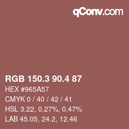 カラーコード: RGB 150.3 90.4 87 | qconv.com
