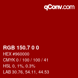 カラーコード: RGB 150.7 0 0 | qconv.com
