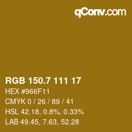 カラーコード: RGB 150.7 111 17 | qconv.com