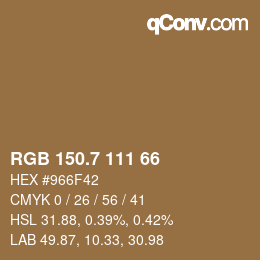 カラーコード: RGB 150.7 111 66 | qconv.com