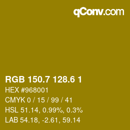 カラーコード: RGB 150.7 128.6 1 | qconv.com