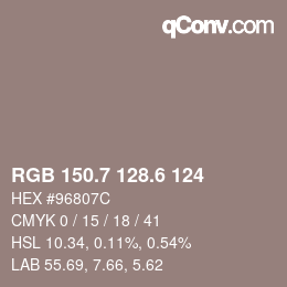 カラーコード: RGB 150.7 128.6 124 | qconv.com