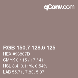 カラーコード: RGB 150.7 128.6 125 | qconv.com
