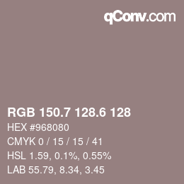 カラーコード: RGB 150.7 128.6 128 | qconv.com
