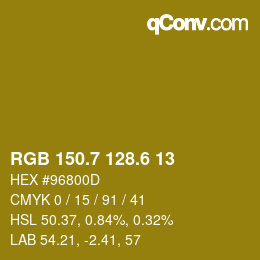 カラーコード: RGB 150.7 128.6 13 | qconv.com
