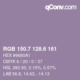 カラーコード: RGB 150.7 128.6 161 | qconv.com