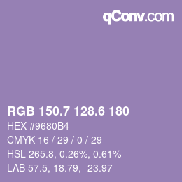 カラーコード: RGB 150.7 128.6 180 | qconv.com