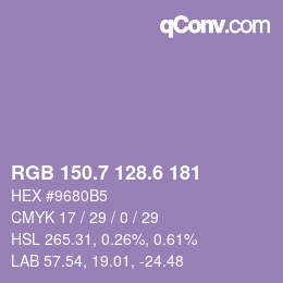 カラーコード: RGB 150.7 128.6 181 | qconv.com