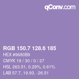 カラーコード: RGB 150.7 128.6 185 | qconv.com