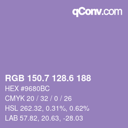 カラーコード: RGB 150.7 128.6 188 | qconv.com