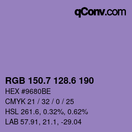 カラーコード: RGB 150.7 128.6 190 | qconv.com
