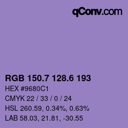 カラーコード: RGB 150.7 128.6 193 | qconv.com