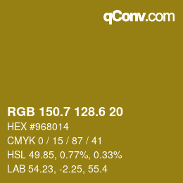 カラーコード: RGB 150.7 128.6 20 | qconv.com