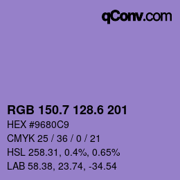 カラーコード: RGB 150.7 128.6 201 | qconv.com