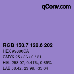 カラーコード: RGB 150.7 128.6 202 | qconv.com