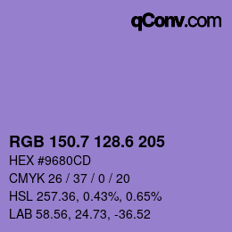 カラーコード: RGB 150.7 128.6 205 | qconv.com