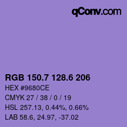 カラーコード: RGB 150.7 128.6 206 | qconv.com