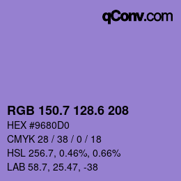 カラーコード: RGB 150.7 128.6 208 | qconv.com
