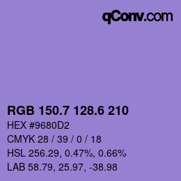 カラーコード: RGB 150.7 128.6 210 | qconv.com