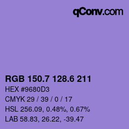 カラーコード: RGB 150.7 128.6 211 | qconv.com