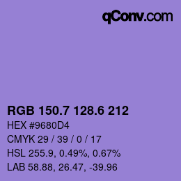 カラーコード: RGB 150.7 128.6 212 | qconv.com