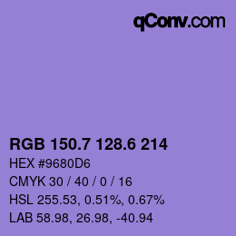 カラーコード: RGB 150.7 128.6 214 | qconv.com