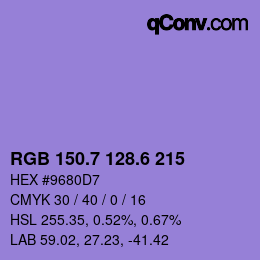 カラーコード: RGB 150.7 128.6 215 | qconv.com
