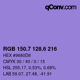 カラーコード: RGB 150.7 128.6 216 | qconv.com