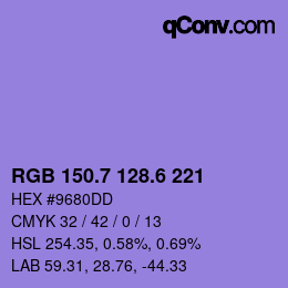 カラーコード: RGB 150.7 128.6 221 | qconv.com
