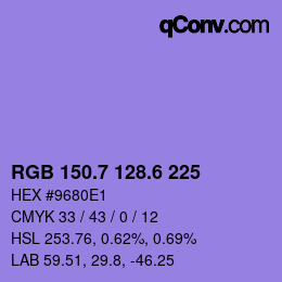 カラーコード: RGB 150.7 128.6 225 | qconv.com
