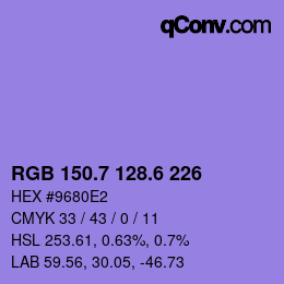 カラーコード: RGB 150.7 128.6 226 | qconv.com